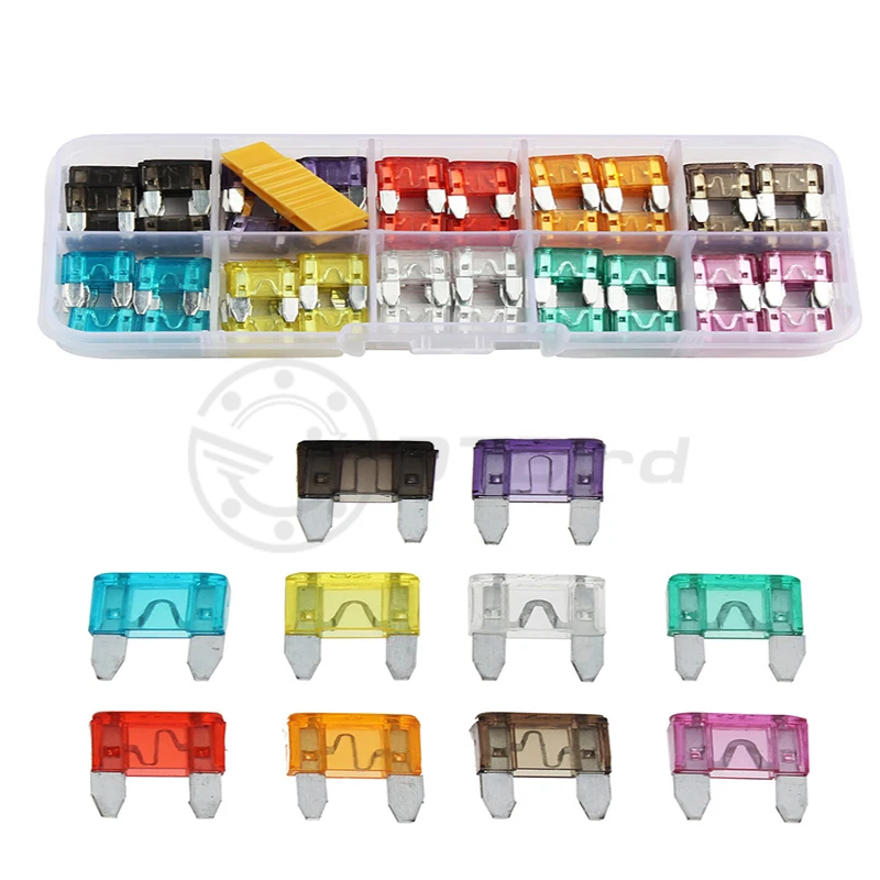 120 шт маленький Размеры мини Автомобильные предохранители 2A 3A 4A 5A 7.5A 10A 15A 20A 25A 30A 35A Amp с коробкой 2A-35A с плоскогубцы высокое качество