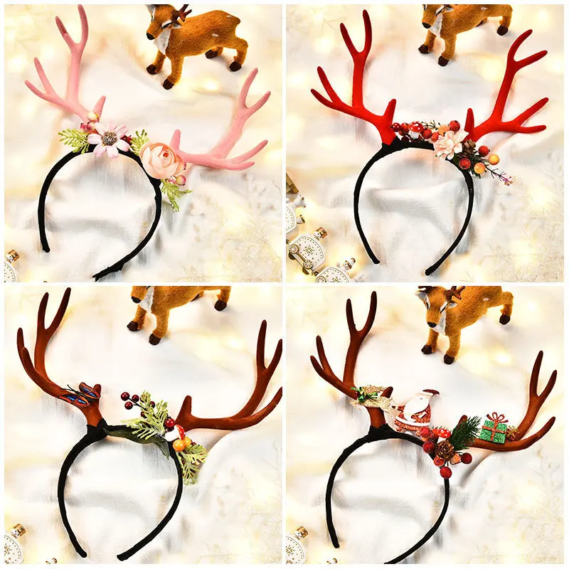 

Lovely Children's Antler Headband Deer Horn Hairpins Headdress Fabric Santa Claus Hair Accessories For Christmas Ornaments Gift