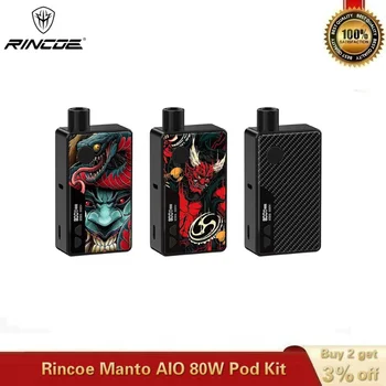 

Original Rincoe Manto AIO 80W Pod Vape Kit Powered 3ml Manto AIO Cartridge with Box Mod By Single 18650 Battery E-cigarette Kit