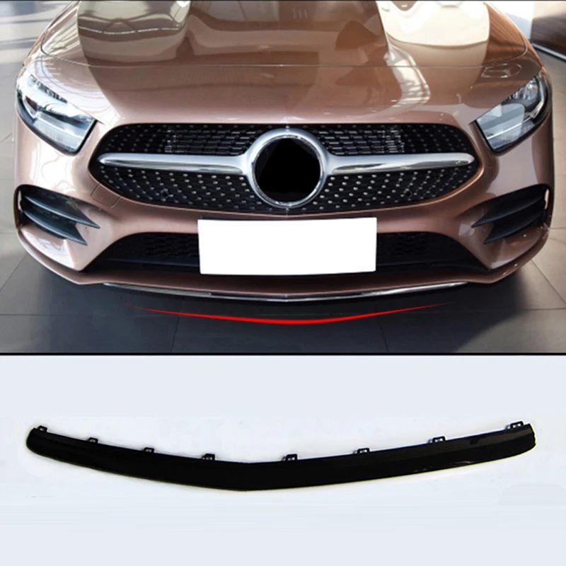 Front Bumper Chrome Lip Spoiler Black Plating Trim For Mercedes 
