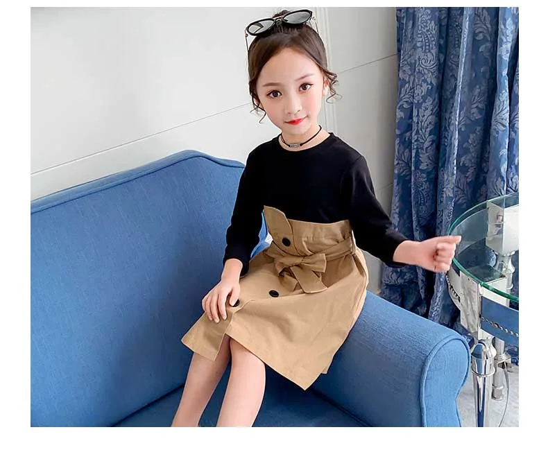 School New Girls Dresses 2019 Teenage Children Patchwork Dress Autumn Spring Girl Dress Baby Princess Dress Toddler Clothes (9)