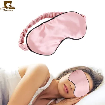 

Double-sided artificial silk goggles bag with elastic shading sleep satin goggles can be customized