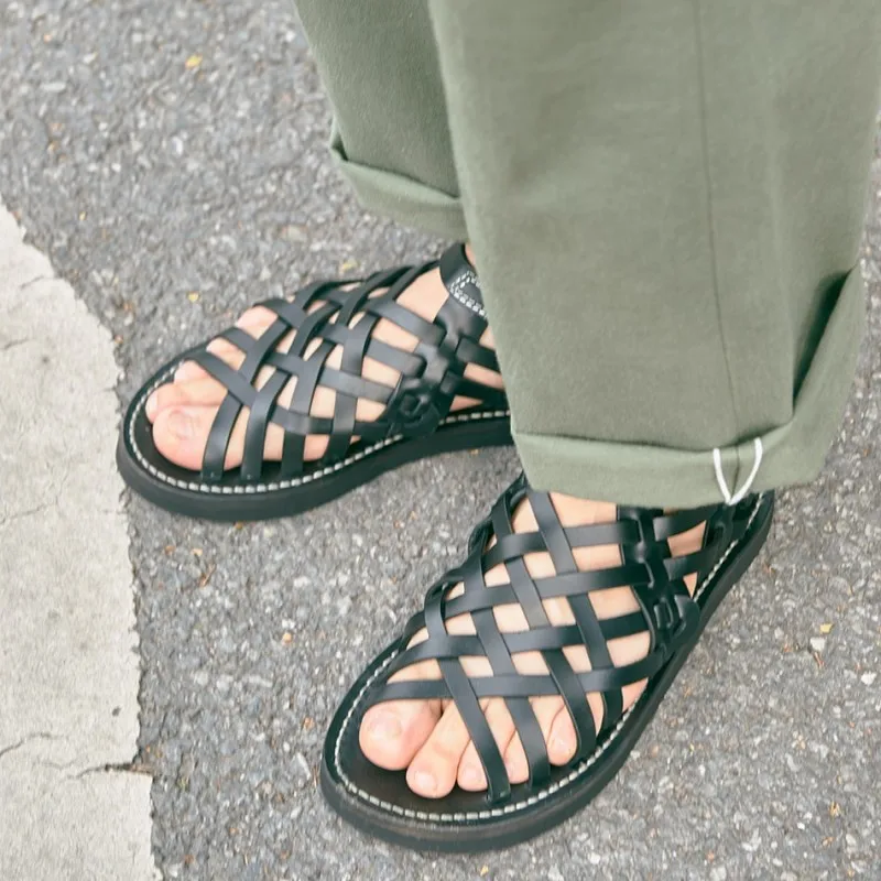 Luxus Männer Sommer Rindsleder Echtes Leder Sandalen Italienische