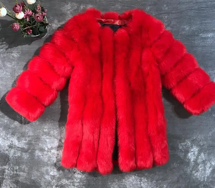 Red BINYUXD меховое пальто зимние женские теплые длинные пальто из искусственного меха лисы меховые шубы пушистые лохматые женские s искусственная Меховая куртка плюс размер шуба куртка - Цвет: Red