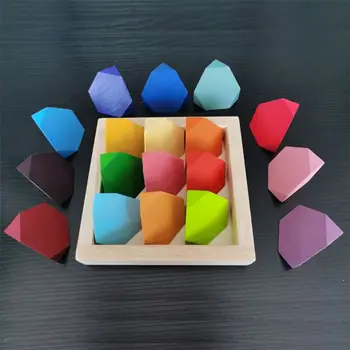 

18 Pcs Children Wooden Colored Stone Stacking Game Building Block Kids Creative Educational Toy