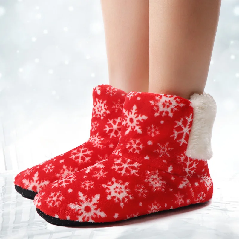 Меховые тапочки из искусственного материала; женская зимняя обувь; женские домашние тапочки; рождественские домашние носки; женские зимние тапочки с принтом
