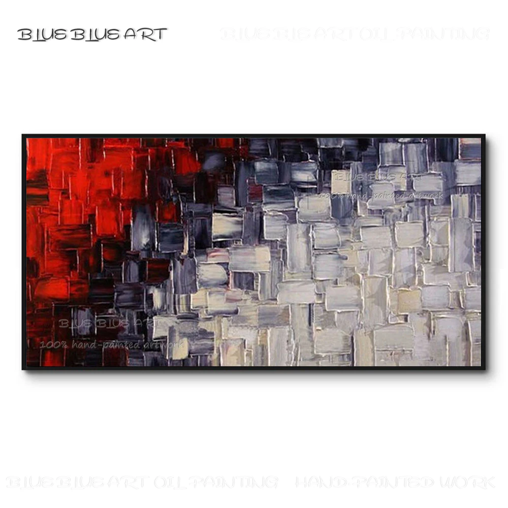 

Excellent Artist Pure Hand-painted High Quality Abstract Red Purple and White Acrylic Painting Horizontal Acrylic Knife Painting