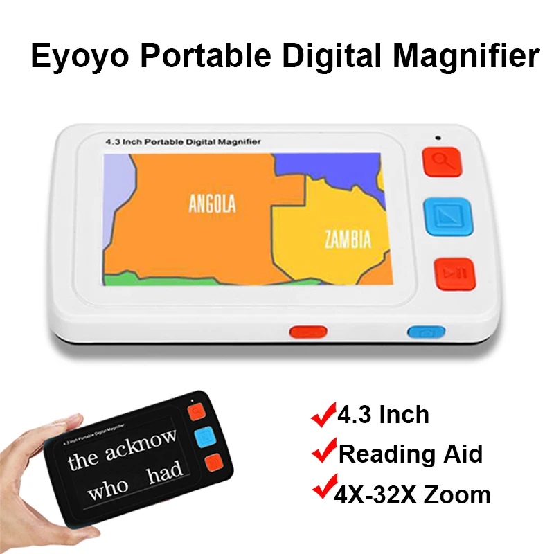 Portable Digital Magnifier Handheld Electronic Reading Aid 4.3 Inch Foldable Handle Multiple Color Modes For Low Vision | Инструменты