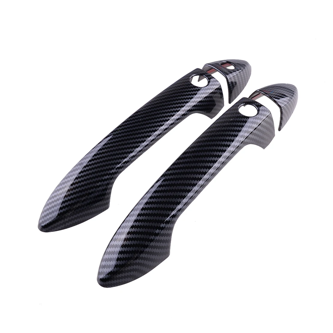 Car Exterior Side Smart Door Handle Cover Trim Carbon Fiber Style Abs