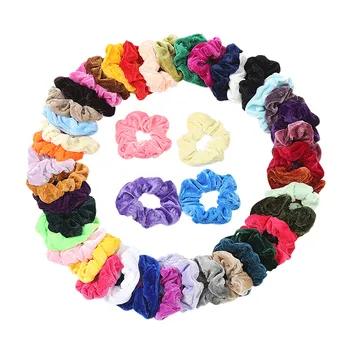

45 Pcs Vintage Hair Scrunchies Velvet Scrunchie Pack Women Elastic Hair Bands Girl Headwear Plain Rubber Ties Dropshipping ##5