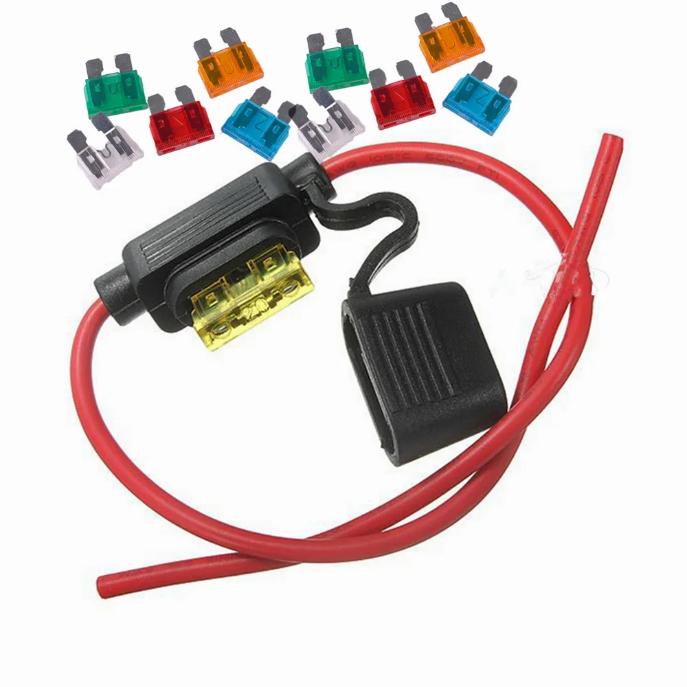 1 Set Car 14AWG Auto Standard Blade Fuse Holder And 10 Fuses 5A 10A 15A 20A 30A Each 2 Pcs