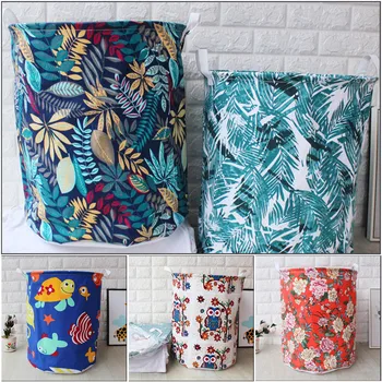 

Waterproof Canvas Cloth Storage Basket Sundries Underwear Toy Storage Box Cosmetic Book Organizer Container Laundry Basket New