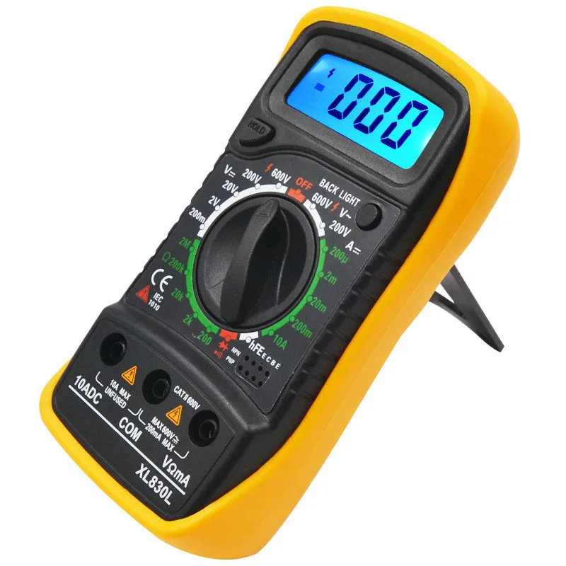 

Urijk XL830L LCD Digital Multimeter AC/DC Handheld Backlight Portable Ammeter Voltmeter Ohm Voltage Tester Meter Multimetro