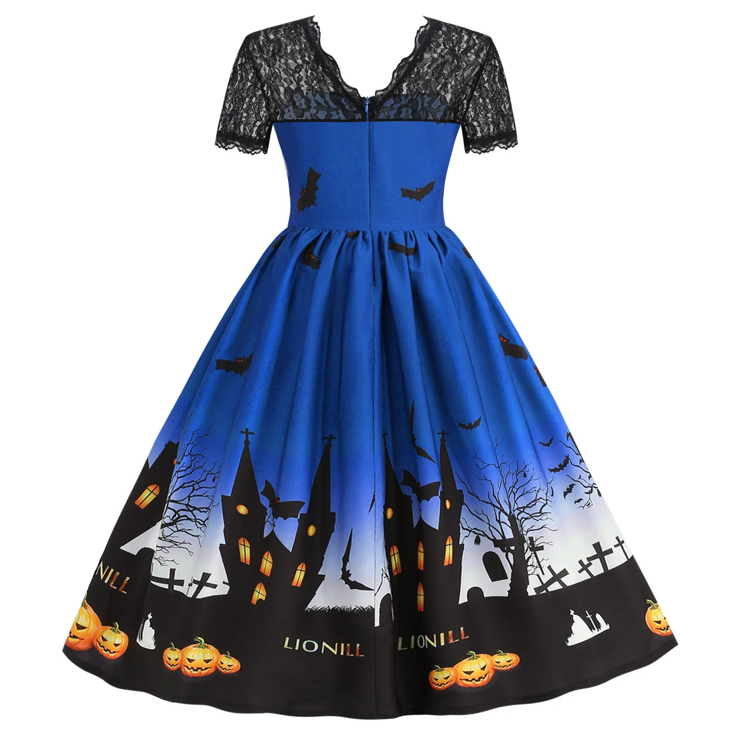 Vintage Black Halloween Dress with Long Sleeves