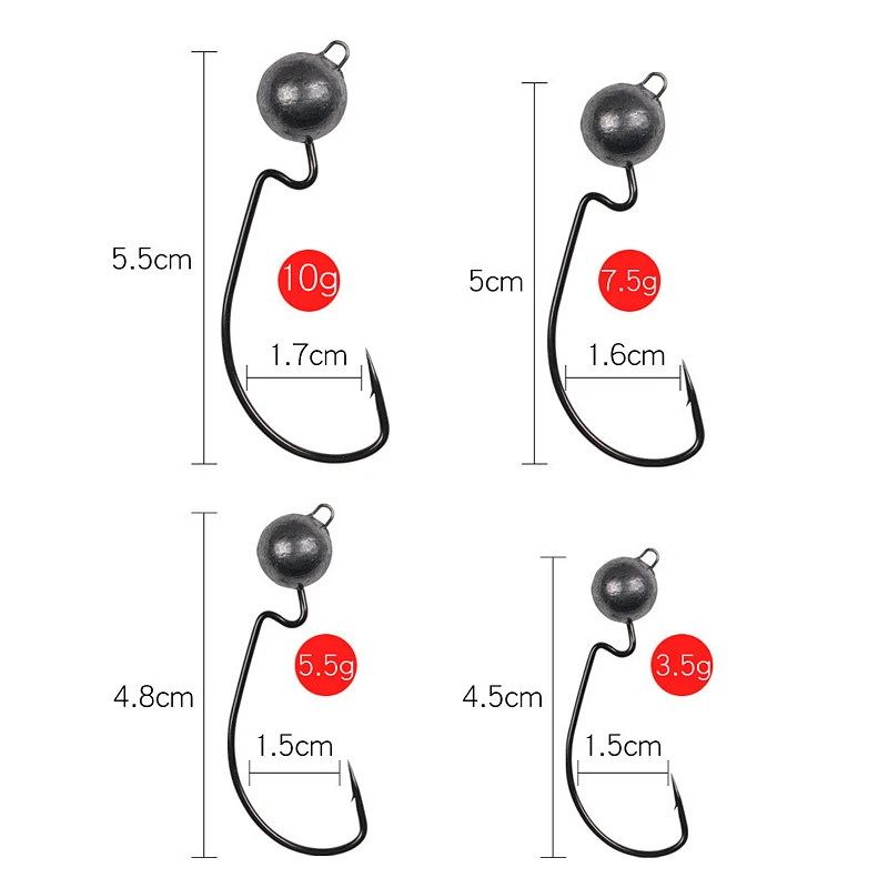 Приманка со свинцовым кривошипно крюк натуральный Цвет Jig Head 3,5/7,5/10,5 может рыболовный крючок морской рыбалки рыболовные крючки