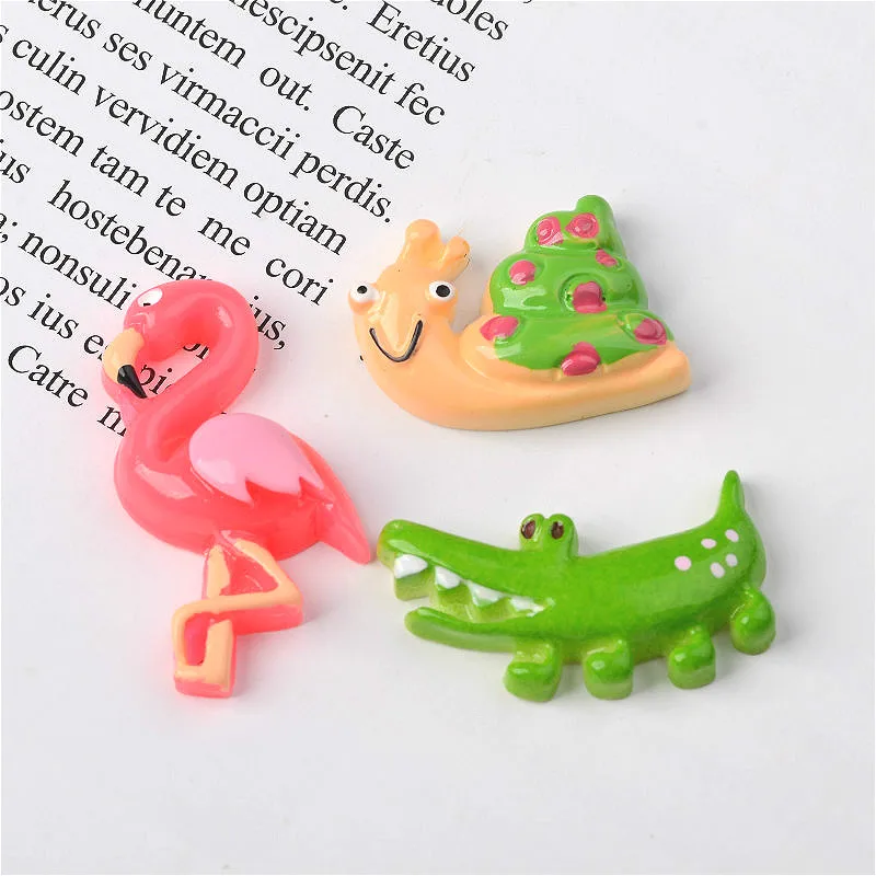 10Pcs Resin Flatback Cute Snails Crocodile Flamingo Cabochons Flat back for Hair Bow Center Scrapbooking DIY Embellishment Craft | Дом и сад