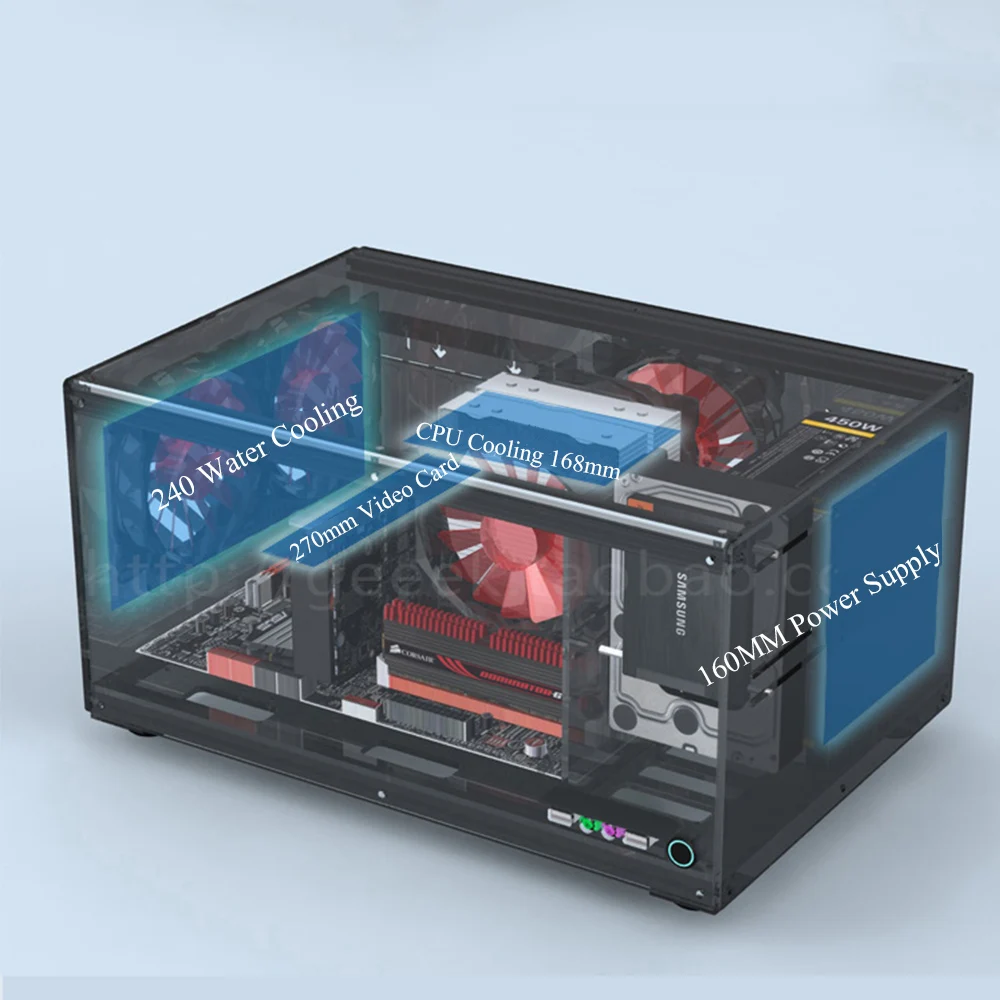 Горизонтальный чехол для компьютера с поддержкой ATX MATX ITX материнская плата