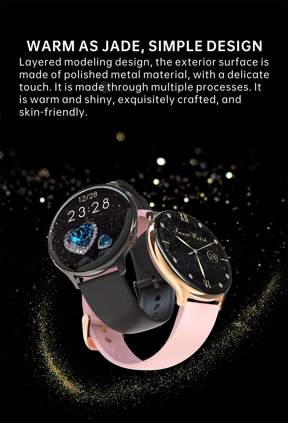 2021 New Fashion Women's Smart Watch Full Screen Touch Waterproof Bracelet Heart Rate Monitor Ladies Watches For Android IOS+Box