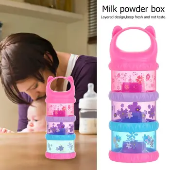 

Portable 3 Layer Powder Milk Storage Cartoon Printed/Pure Color Baby Food Box Toddler Formula Milk Powder Case Feeding Tool