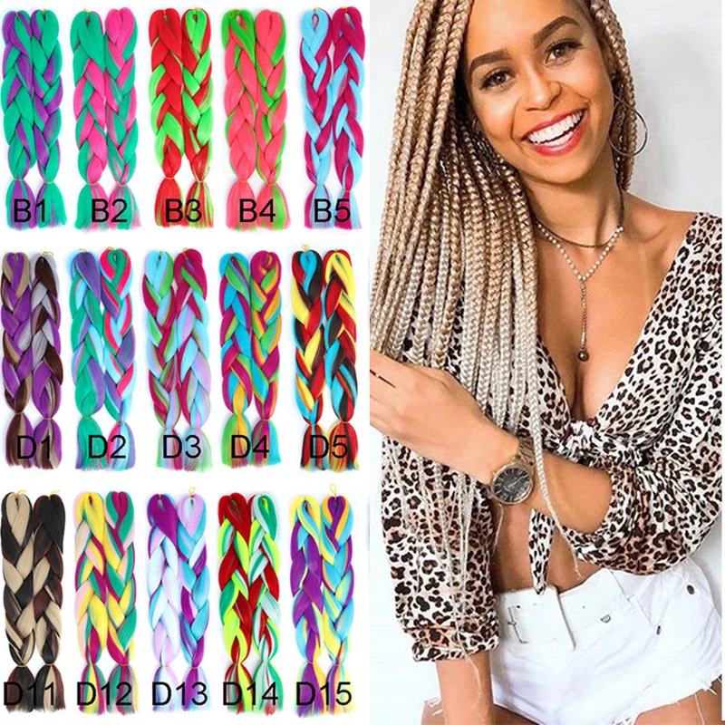 

Kanekalon 24 Inch Jumbo Braiding Hair Ombre Synthetic African Braided Hair Extensions 100g/pcs Hair for Braids Africa Girl
