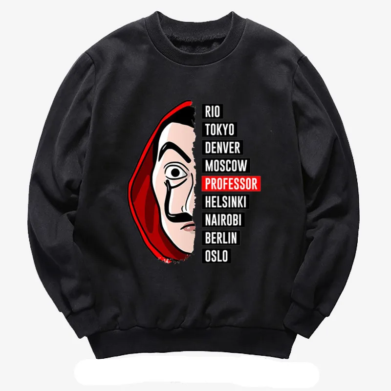 Pullovers 1 La Casa De Papel 3D печатные толстовки с капюшоном деньги Heist ТВ пуловеры Salvador Dali Косплей Костюм дом бумаги толстовки - Цвет: Pullovers 1