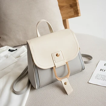 

Ladies Mini Backpack Fashion Patchwork Zipper Shoulder Bag PU Leather Teenager Girls Small Bagpack Female Cell Phone Holder