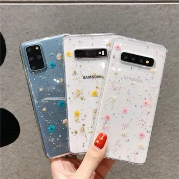 

real dried flower phone case for Samsung galaxy a51 a50 A71 A70 note 10 plus s8 s9 s10 plus s20 Ultra silicone transparent cover