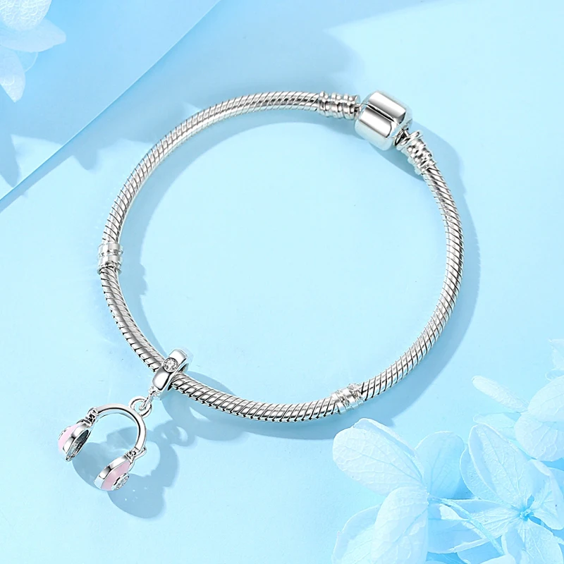 925 Sterling Silver Charms Beads Original Love Music Notes Piano Headphone Charm Fit Pan Bracelets Necklaces Jewelry For Women 4