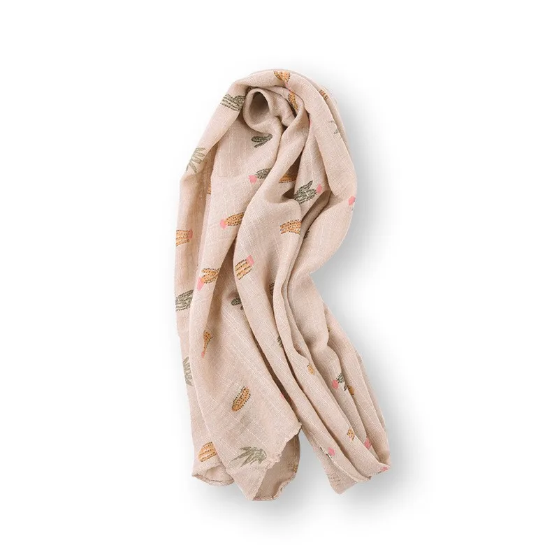 Детский шарф для девочек, Модный хлопковый и льняной шарф с рисунком, теплый шарф на осень и зиму - Цвет: K