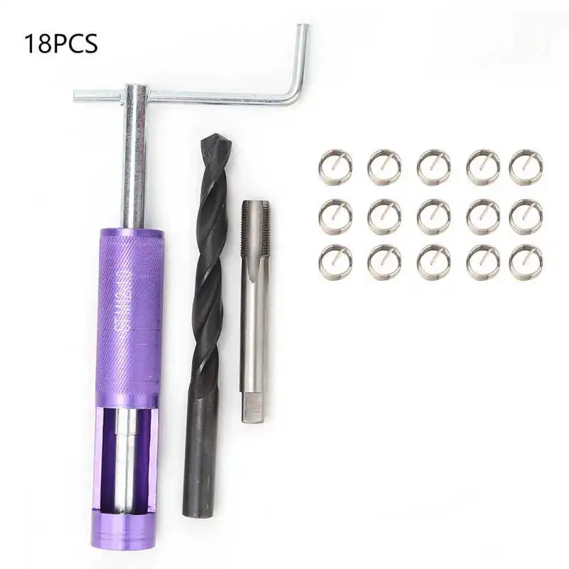 M101.25 M10/12 Durable Stainless Steel Tool Set Easy Carrying Thread Repair Insert Kit Wire Screw Sleeve for Strengthen The Connection for Repair The Threaded