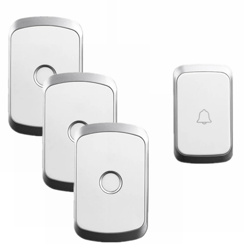 1 button 3 receiver Беспроводной водонепроницаемый дверной звонок CACAZI с дистанционным управлением 300 м, штепсельная вилка стандарта США, ЕС, Великобритании, Австралии, светодиодная вспышка, домашний беспроводной дверной звонок, колокольчик, 1 кнопка, 1 2 приемника - Цвет: 1 button 3 receiver