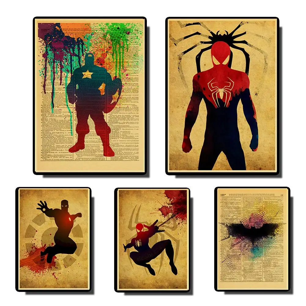 Фильм Marvel Super Heroes персонажи винтажные плакаты крафт обои Высококачественная картина украшение дома/бара
