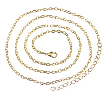 

5pcs Gold Color Link Necklace Chains Bulk Lobster Clasps Extender Chains Metal Open Link Chains Lot Jewelry Making Length 78cm