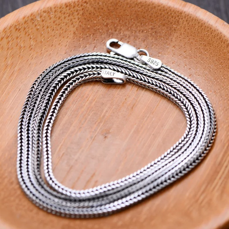 Real S925 Sterling Silver 925 Classics Weave Fox Tail Chopin