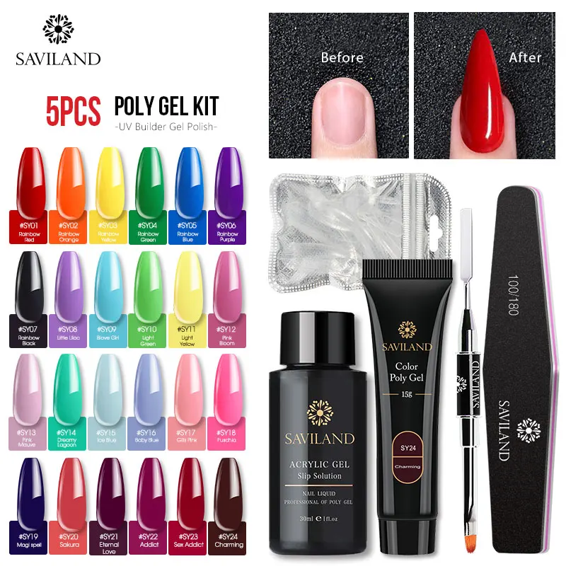SAVILAND полигель-гель для наращивания Пальцев Гель-лак для ногтей быстрое строительство акриловый поли расширение для дизайна ногтей маникюрный набор