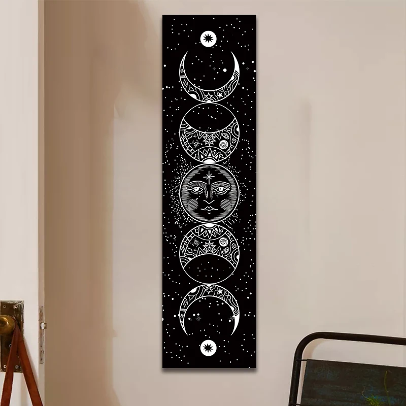 Tapestry Decorations Wall Hanging Garland Moon phase Tapestry Stars Space Psychedelic Black And White Wall Hangings Moon phase Throw Blanket Home Decor