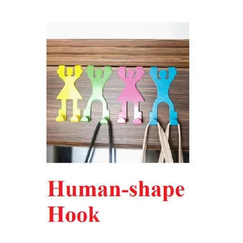 

1Pcs Iron Human-shape Hooks Door Hanging Kitchen Bathroom Clothes Hat Multifunction Strong Creativity No Trace Nail-free