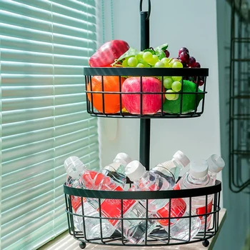 

Double Layer Fruit Basket Creative Fashion Wrought Iron Living Room Fruit Bowl Multi-Function Storage Basket Rack