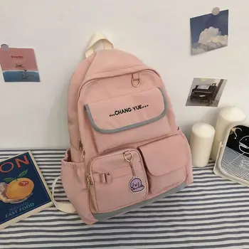 

Pink Women Backpacks for School Bags Girls Teenagers Nylon Bagpack Multifunctional Pocket Casual College Style Backbag Teen