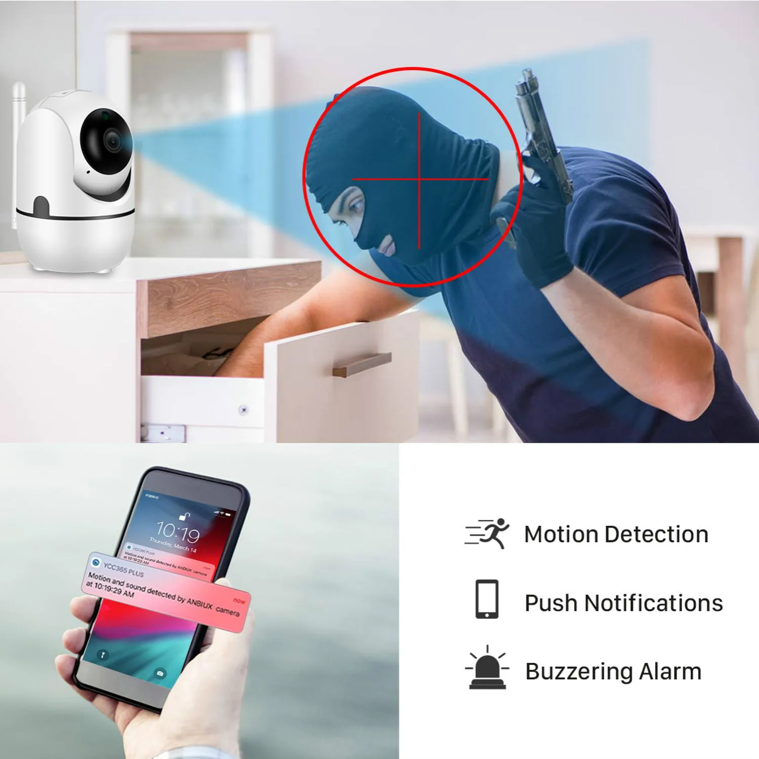 BESDER 1080P Wireless IP Camera Intelligent Human Auto Tracking Home Security Surveillance CCTV Network Mini WiFi Camera Audio