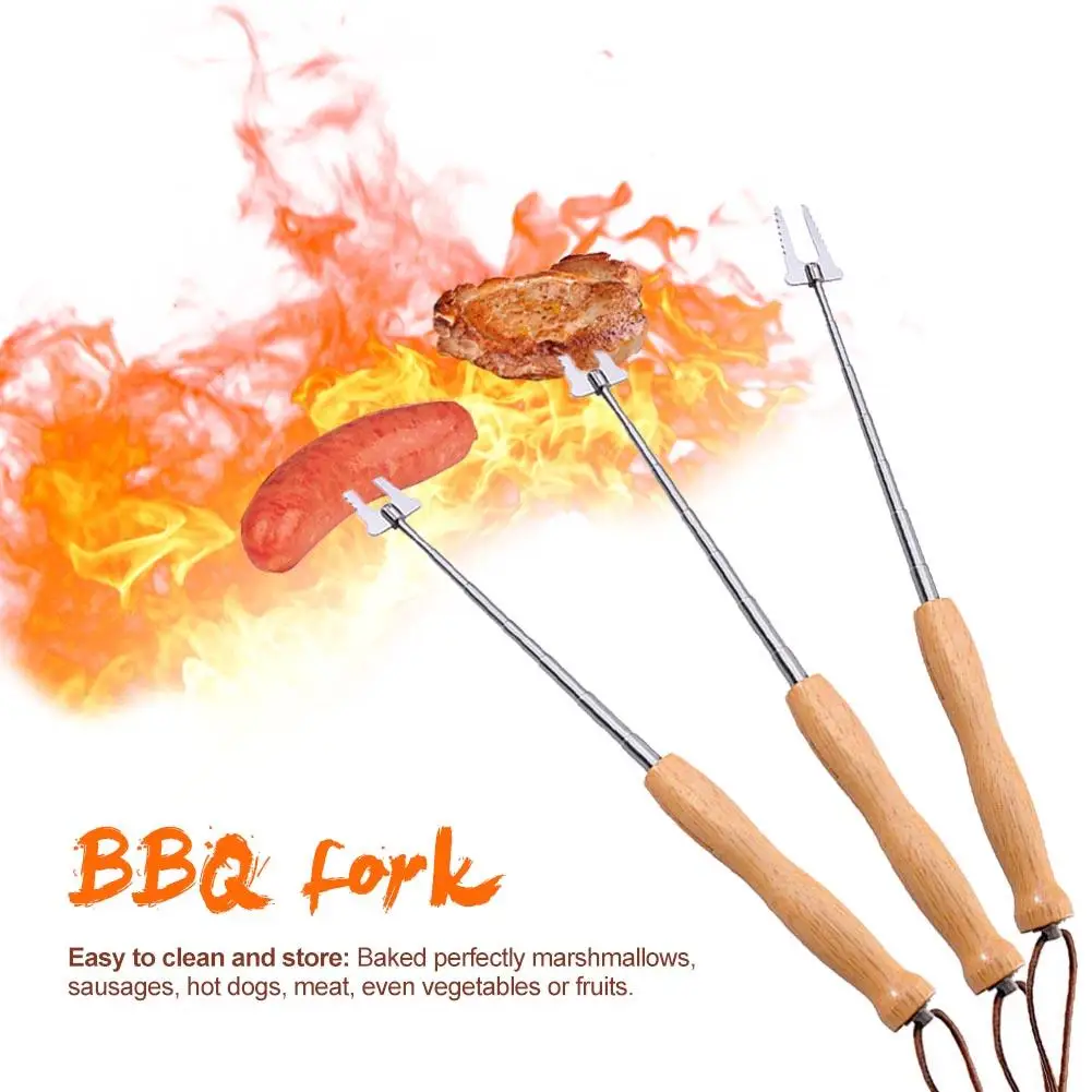 

Barbecue Tools Stainless Steel Meat Grill U Shape Fork Marshmallow Roasting Sticks Outdoor Cooking Corn Holder BBQ Fork Tool New