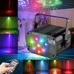 Lampe à faisceau LED, son activé, stroboscope, lumière de scène Disco DJ 240 motifs, projecteur de couleur Laser rvb, éclairage de fête décor 