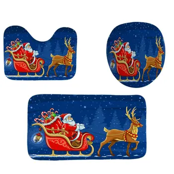 

Simple Santa Claus Shower Curtain 3D Printing Waterproof Shower Curtain Shower Cubicle Bathroom Mat Toilet Mat Christmas gift