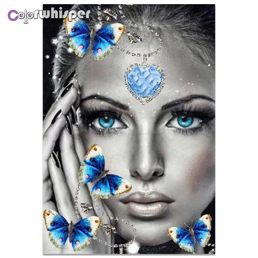 Diamond Painting 5D Full Square/Round Beauty Girl Butterfly Necklace Rhinestone Daimond Embroidery Mosaic Cross Stitch Gift D304 | Дом и сад
