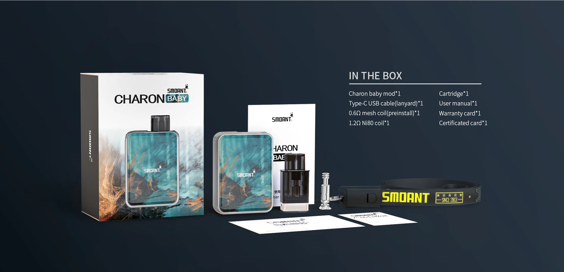 Smoant Charon Baby Pod Vape комплект со встроенным аккумулятором 750ма мод 2,0 мл Pod картридж электронная сигарета испаритель vs Battlestar Baby