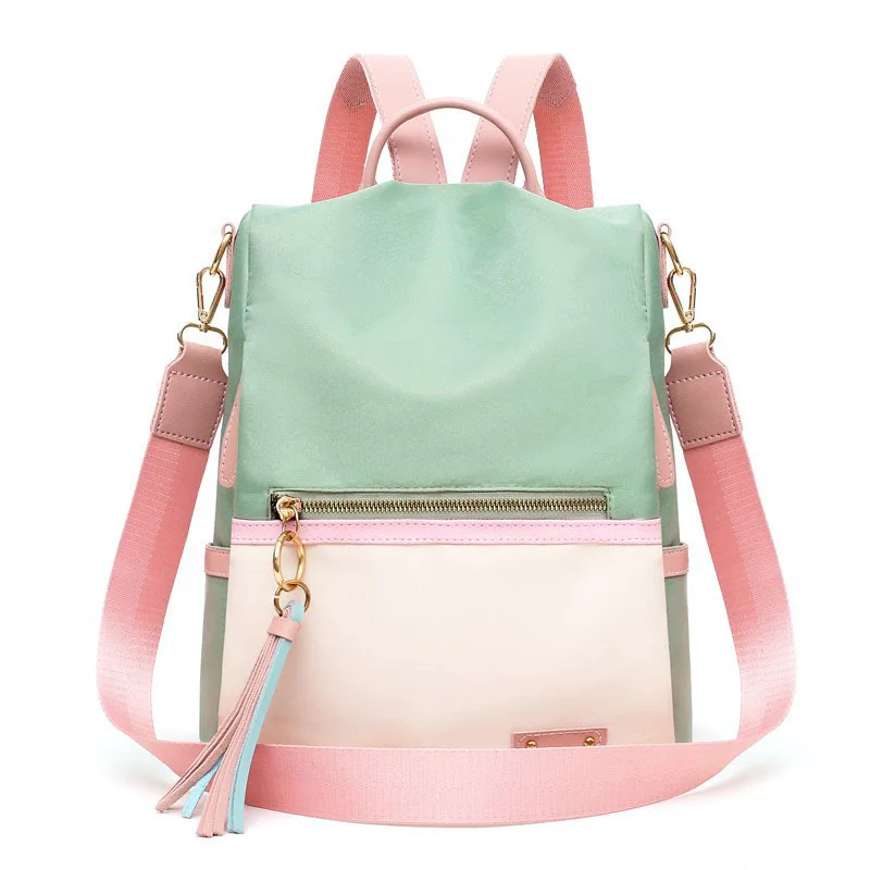 Противоугонный студенческий рюкзак Роскошные однотонные розовые повседневные Модные школьные сумки для девочек-подростков Mochila кошелек plecak - Цвет: green