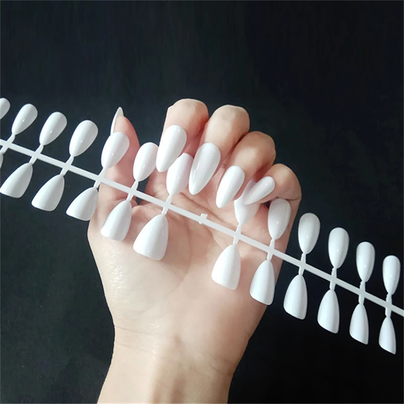 Nusx 280pcs Fake Short Pointed Coffin False Nail Tips False Nails Full Cover Pure Candy Color 3