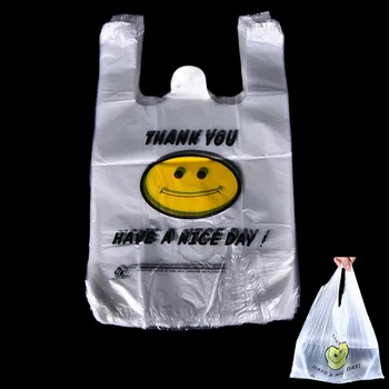 

100pcs/lot 20x32cm Carry Out Retail Supermarket Grocery White Plastic Shopping Bag Storage Bags Wholesale