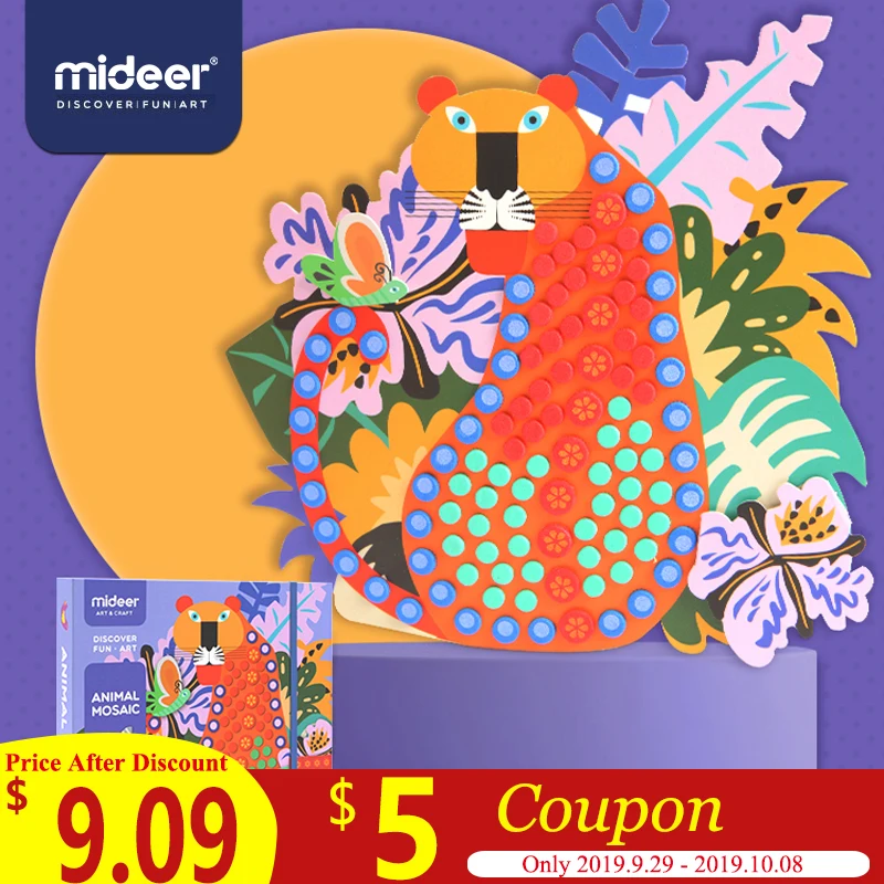 

MiDeer Baby Diy Toys Point Art 3D Manual 3Y+ Patient EVA Creative Classic Animals Decoration Colorful Girls Sticker Toys