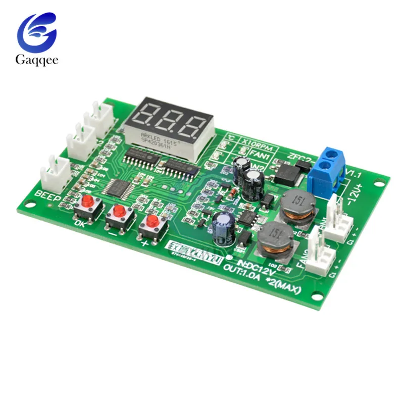 DC 12V Dual 3-провод вентилятора PWM/NCT Управление светодиодный интеллигентая(ый) цифровой Температура термостат регулятор переключатель регулятора скорости модуль